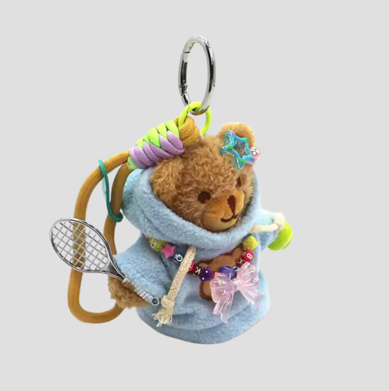 Teddybear w blue hoodie tennis