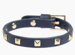 Leather Stud Bracelet Mini Navy