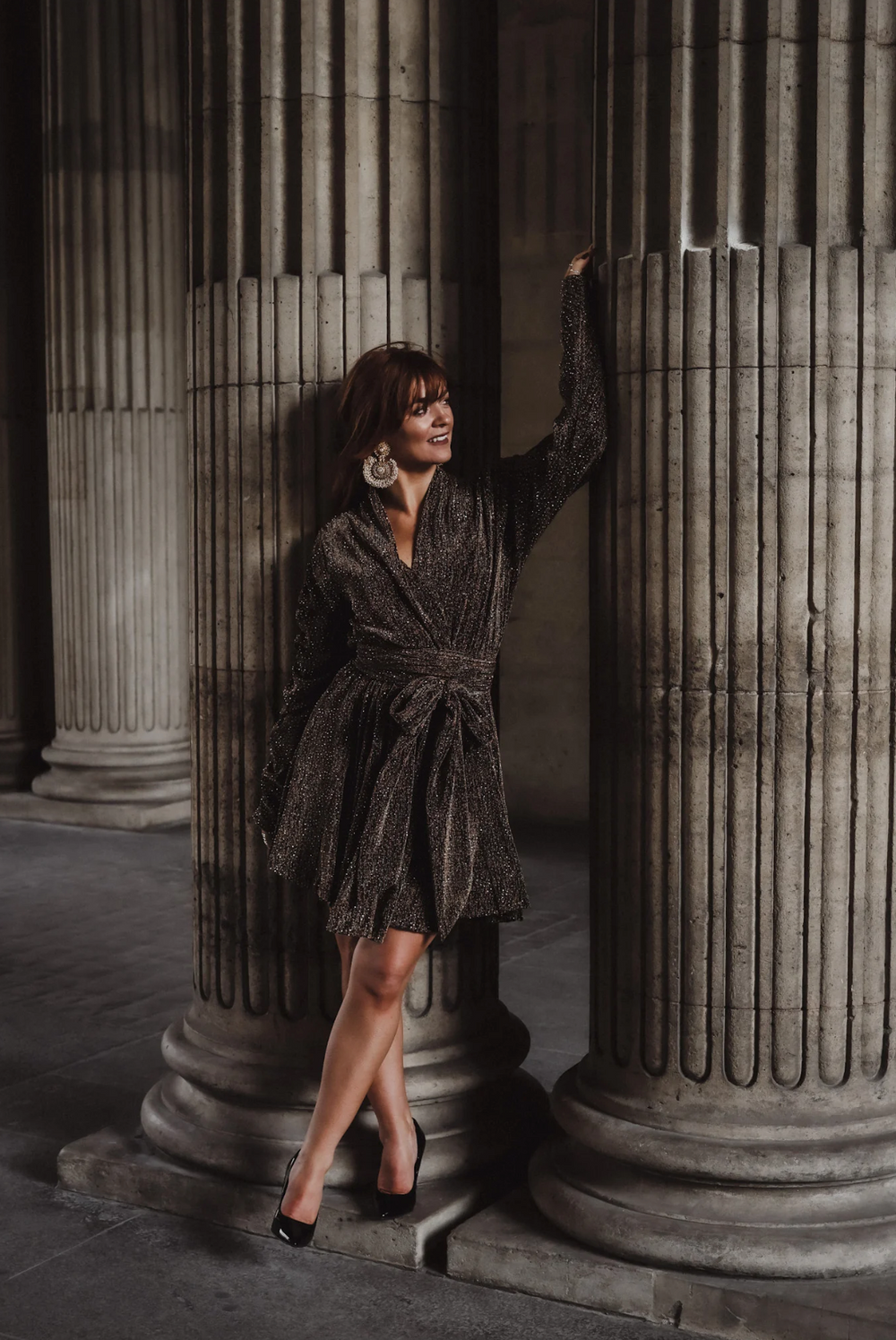 Stradust Frill Dress Black And Gold
