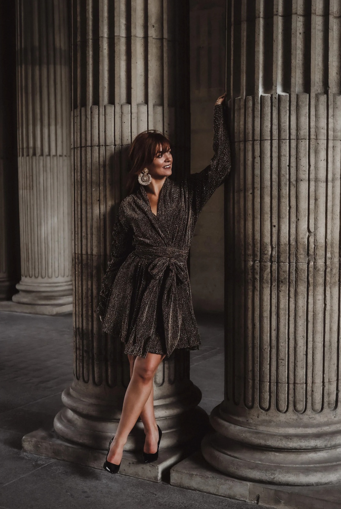 Stradust Frill Dress Black And Gold