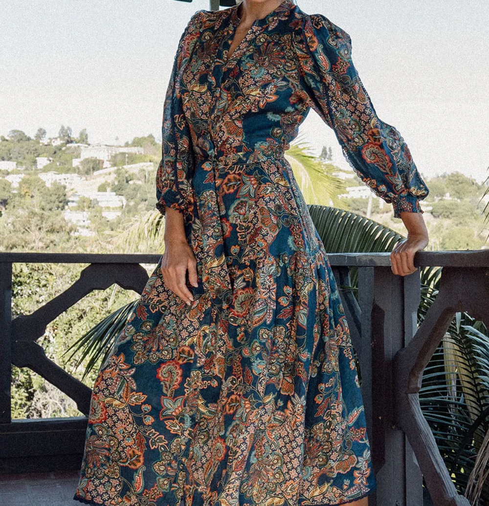 Allie Dress Linen Long Navy