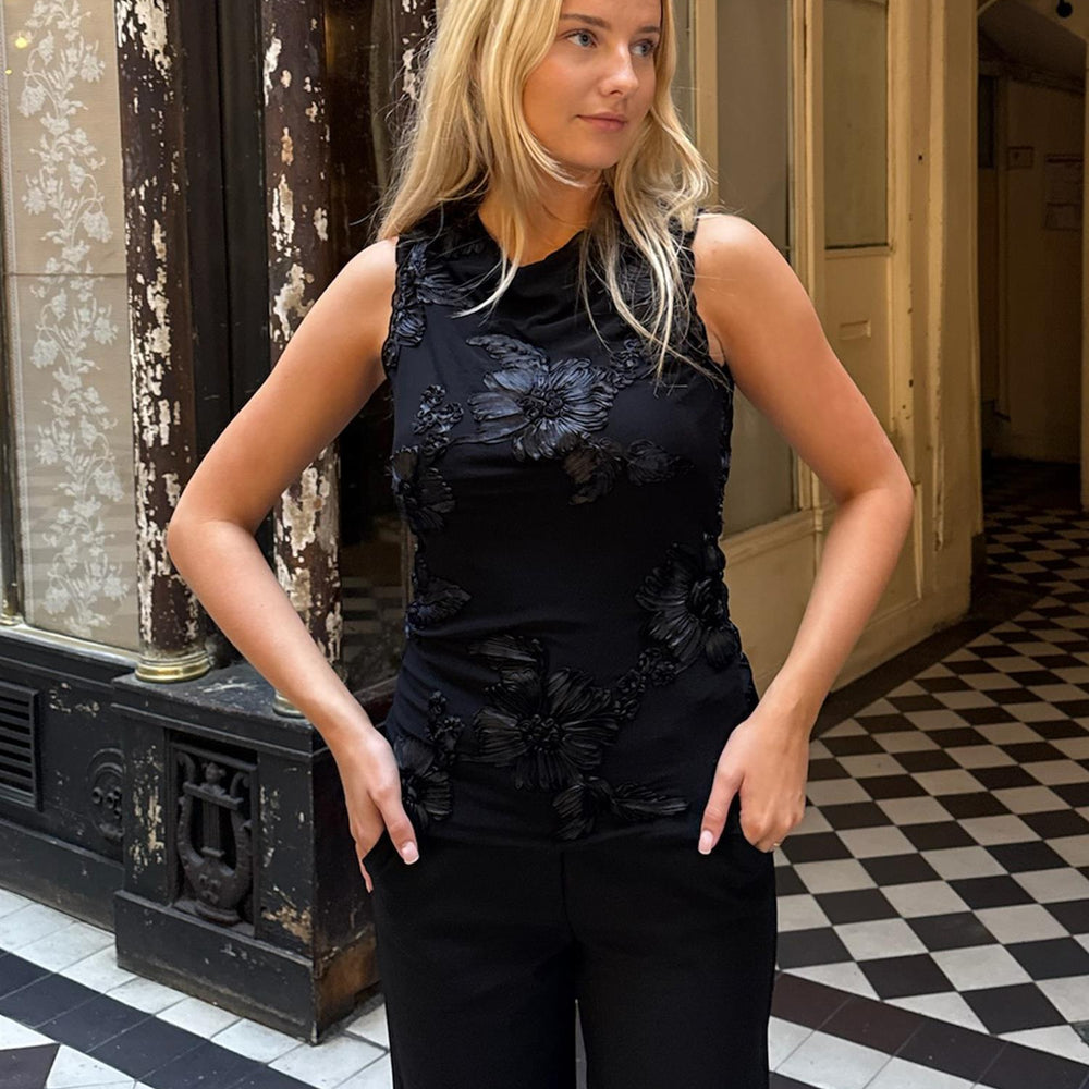 
                      
                        Mira Mesh Top Black Flower
                      
                    