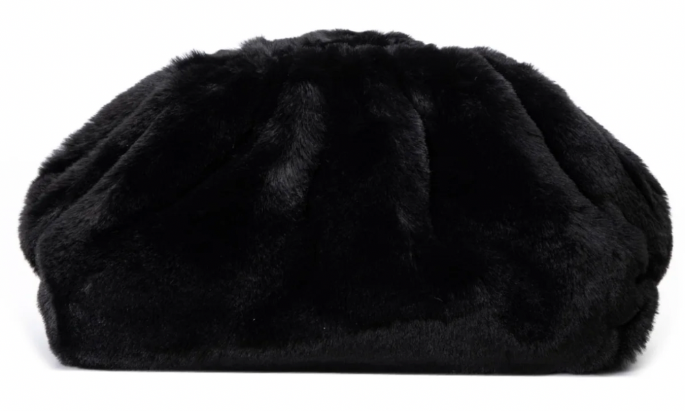 Faux Fur Small Pouch Black